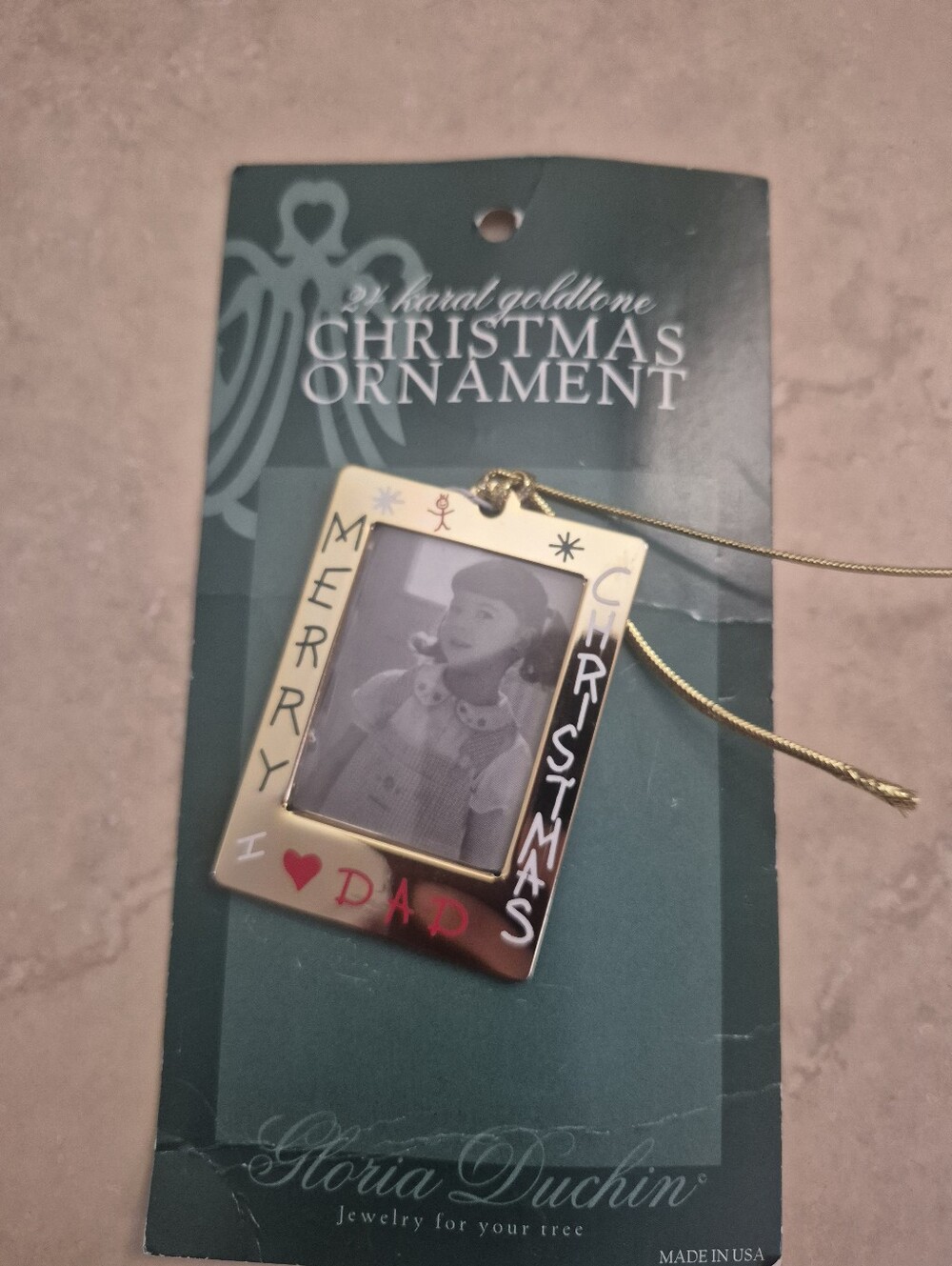 Gold-Tone "Merry Christmas" Photo Ornament - Gold